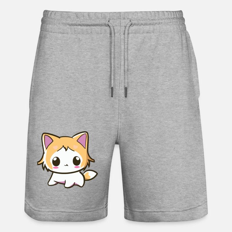 Kawaii Chibi Cat - Mignon chaton d’anime - Short de jogging bio TRAINER Stanley/Stella unisexe - gris chiné