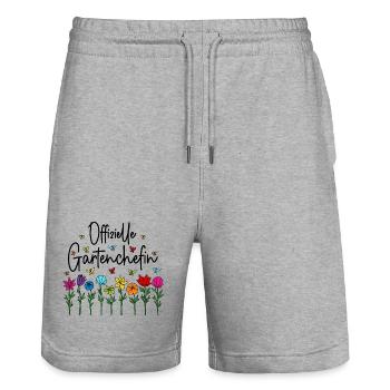 Garten Chefin Gartenarbeit Offizielle Gartenchefin - Stanley/Stella Unisex Bio Joggingshorts Trainer  - Grau meliert - Vorne - Nik (191cm) & Marisol (170cm)