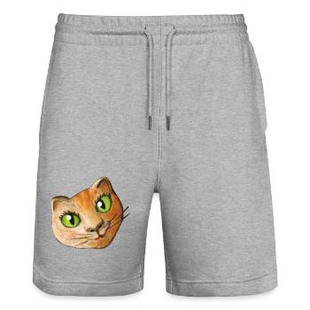 Chat Peinture Tête De Chat Tête De Chat Fan Chat Amour Chat - Short de jogging bio TRAINER Stanley/Stella unisexe - gris chiné - Devant - Nik (191cm) & Marisol (170cm)