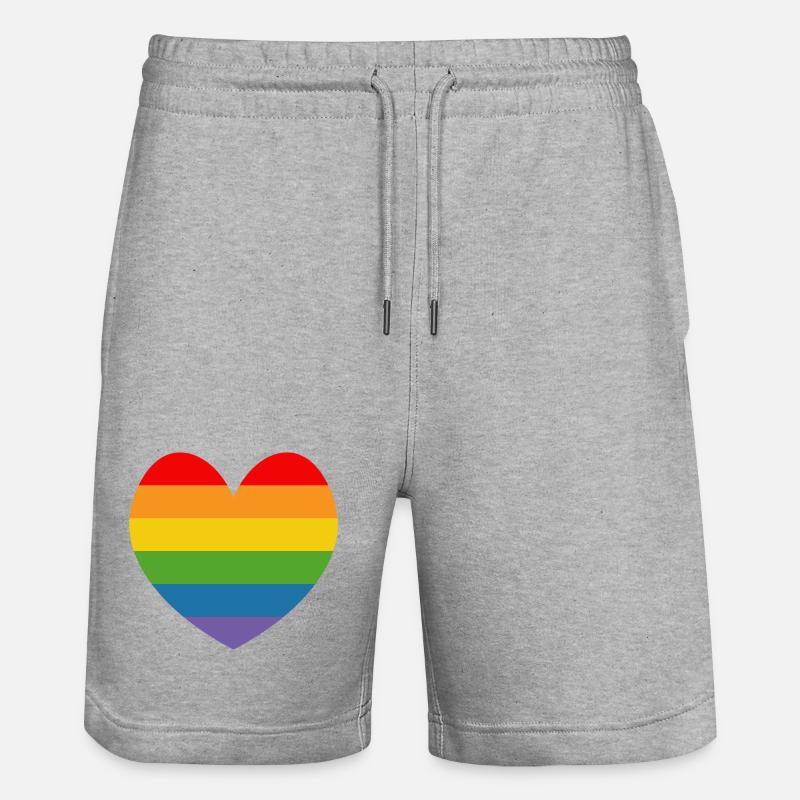 LGBT CSD TShirt Regenbogen HERZ - Stanley/Stella Unisex Bio Joggingshorts Trainer  - Grau meliert