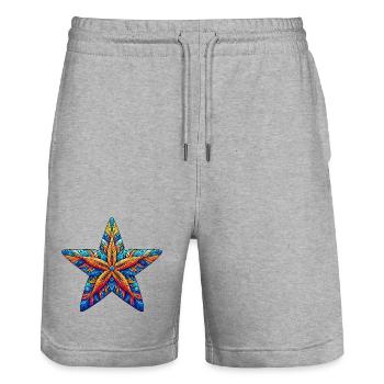 Seestern - Stanley/Stella Unisex Bio Joggingshorts Trainer  - Grau meliert - Vorne - Nik (191cm) & Marisol (170cm)