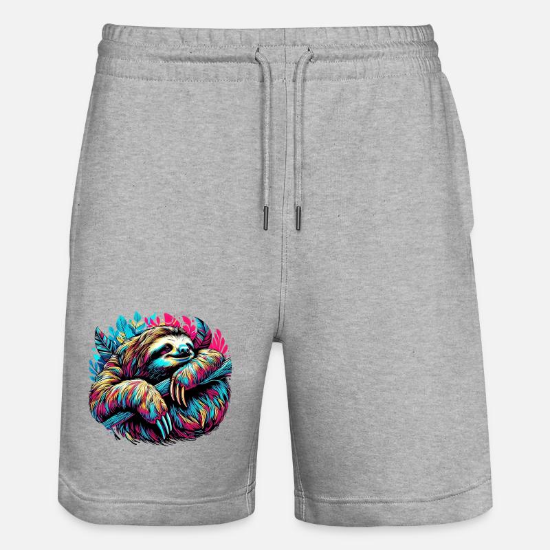 Faultier - Stanley/Stella Unisex Bio Joggingshorts Trainer  - Grau meliert