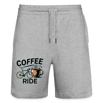 Coffee Cycle Urban Design - Stanley/Stella Trainer Unisex Organic Jogging Shorts - heather grey - Front - Nik (191cm) & Marisol (170cm)