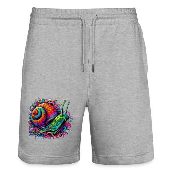 Schnecke - Stanley/Stella Unisex Bio Joggingshorts Trainer  - Grau meliert - Vorne - Nik (191cm) & Marisol (170cm)