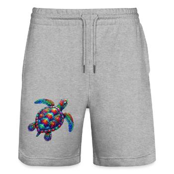 Turtle - Stanley/Stella Trainer Unisex Organic Jogging Shorts - heather grey - Front - Nik (191cm) & Marisol (170cm)