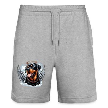 Sweet Rottweiler Angel Halo - Stanley/Stella Trainer Unisex Organic Jogging Shorts - heather grey - Front - Nik (191cm) & Marisol (170cm)