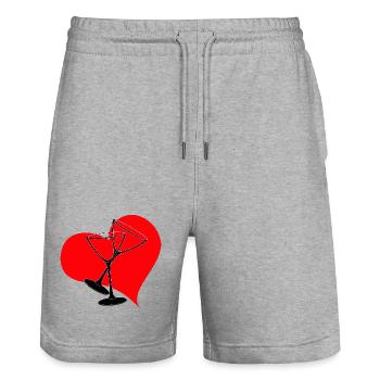 Cheers to Love - Heart Glasses Wedding - Stanley/Stella Trainer Unisex Organic Jogging Shorts - heather grey - Front - Nik (191cm) & Marisol (170cm)