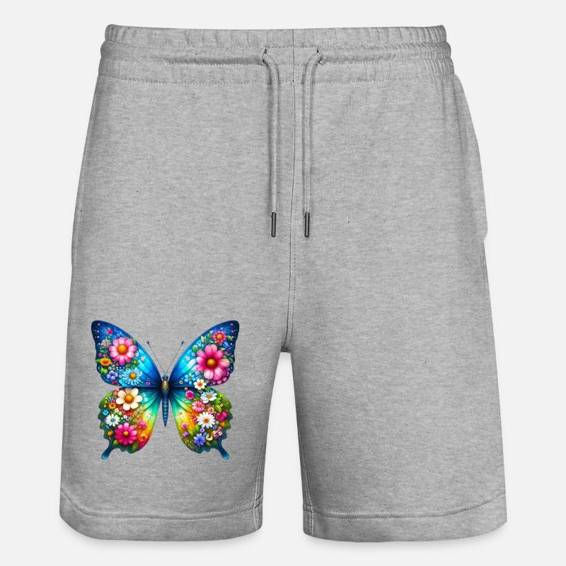 Fleurs de fleurs de papillon - Short de jogging bio TRAINER Stanley/Stella unisexe - gris chiné