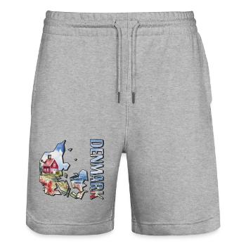 Aquarell Landkarte Dänemark - Stanley/Stella Unisex Bio Joggingshorts Trainer  - Grau meliert - Vorne - Nik (191cm) & Marisol (170cm)