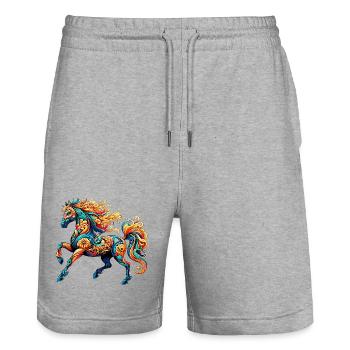 Pferd - Stanley/Stella Unisex Bio Joggingshorts Trainer  - Grau meliert - Vorne - Nik (191cm) & Marisol (170cm)