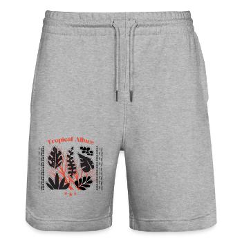 Tropical Seduction: Plant Prints - Stanley/Stella Trainer Unisex Organic Jogging Shorts - heather grey - Front - Nik (191cm) & Marisol (170cm)