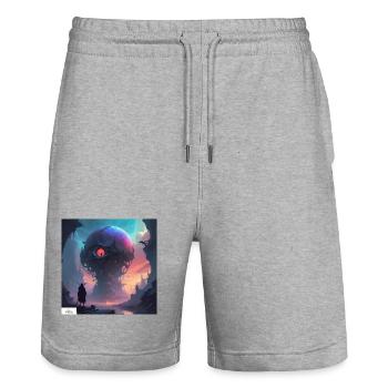 Fork life cartoon - Stanley/Stella Trainer Unisex Organic Jogging Shorts - heather grey - Front - Nik (191cm) & Marisol (170cm)