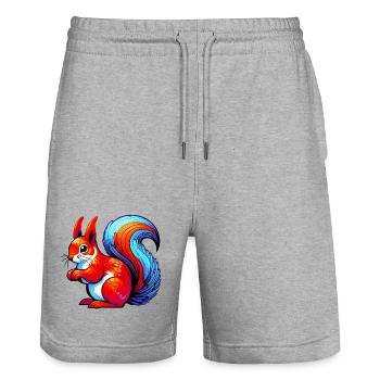 Squirrel - Stanley/Stella Trainer Unisex Organic Jogging Shorts - heather grey - Front - Nik (191cm) & Marisol (170cm)