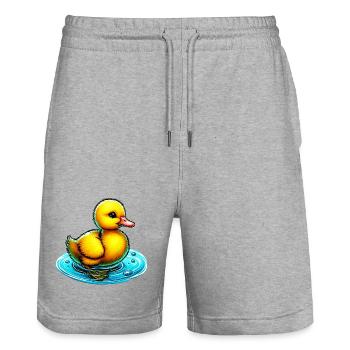 Caneton Canard Canard Canard - Short de jogging bio TRAINER Stanley/Stella unisexe - gris chiné - Devant - Nik (191cm) & Marisol (170cm)