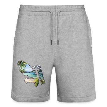 Aquarell Landkarte Martinique - Stanley/Stella Unisex Bio Joggingshorts Trainer  - Grau meliert - Vorne - Nik (191cm) & Marisol (170cm)