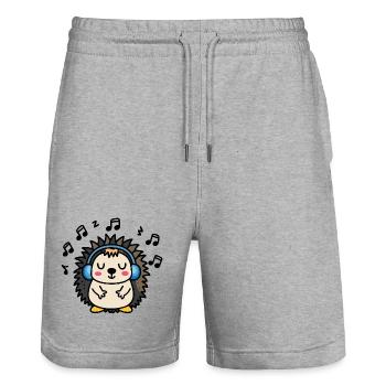DJ Jeżyk – rhythmic vibration in the style of a hedgehog - Stanley/Stella Trainer Unisex Organic Jogging Shorts - heather grey - Front - Nik (191cm) & Marisol (170cm)