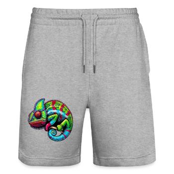 Caméléon - Short de jogging bio TRAINER Stanley/Stella unisexe - gris chiné - Devant - Nik (191cm) & Marisol (170cm)