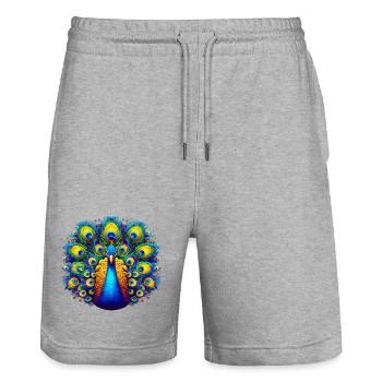 Paon - Short de jogging bio TRAINER Stanley/Stella unisexe - gris chiné - Devant - Nik (191cm) & Marisol (170cm)