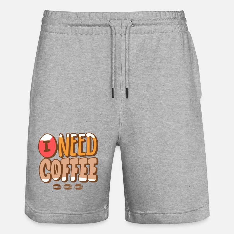 Kaffee, Kaffeeventilator, Kaffeebohne - Stanley/Stella Unisex Bio Joggingshorts Trainer  - Grau meliert