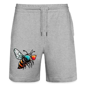 Bee - Stanley/Stella Trainer Unisex Organic Jogging Shorts - heather grey - Front - Nik (191cm) & Marisol (170cm)