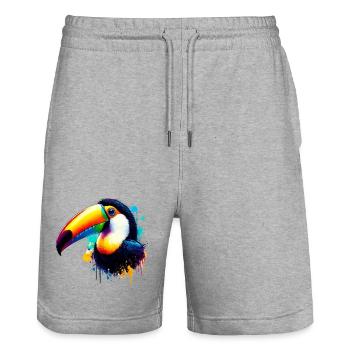 Toucan - Stanley/Stella Trainer Unisex Organic Jogging Shorts - heather grey - Front - Nik (191cm) & Marisol (170cm)