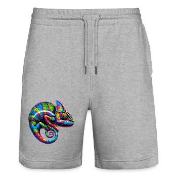 Caméléon - Short de jogging bio TRAINER Stanley/Stella unisexe - gris chiné - Devant - Nik (191cm) & Marisol (170cm)