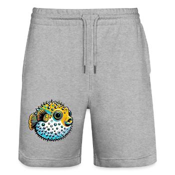 Kugelfisch - Stanley/Stella Unisex Bio Joggingshorts Trainer  - Grau meliert - Vorne - Nik (191cm) & Marisol (170cm)
