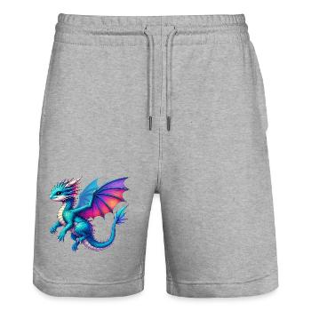 Dragon - Stanley/Stella Trainer Unisex Organic Jogging Shorts - heather grey - Front - Nik (191cm) & Marisol (170cm)