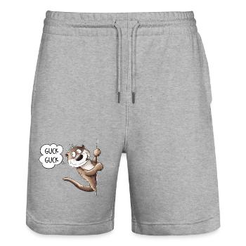 Look Look Otter Animal Motif I Sea Otter - Stanley/Stella Trainer Unisex Organic Jogging Shorts - heather grey - Front - Nik (191cm) & Marisol (170cm)