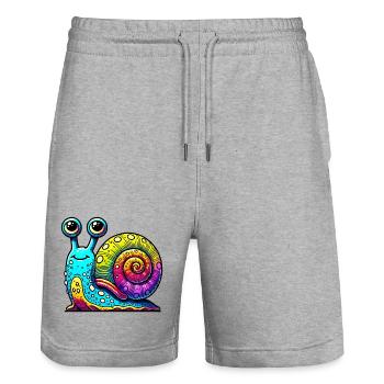 Schnecke - Stanley/Stella Unisex Bio Joggingshorts Trainer  - Grau meliert - Vorne - Nik (191cm) & Marisol (170cm)