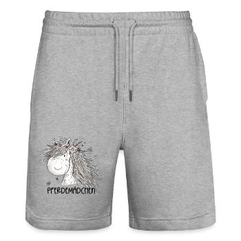 Horse Girl Pferdemädchen Pferde Cartoon - Stanley/Stella Unisex Bio Joggingshorts Trainer  - Grau meliert - Vorne - Nik (191cm) & Marisol (170cm)