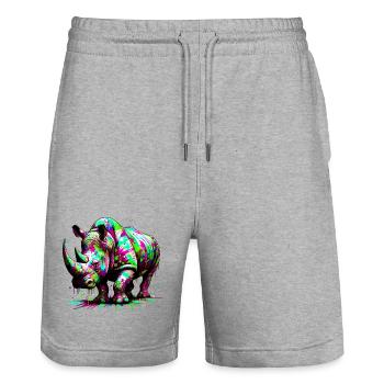 Nashorn - Stanley/Stella Unisex Bio Joggingshorts Trainer  - Grau meliert - Vorne - Nik (191cm) & Marisol (170cm)