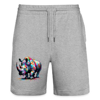 Rhinoceros - Stanley/Stella Trainer Unisex Organic Jogging Shorts - heather grey - Front - Nik (191cm) & Marisol (170cm)