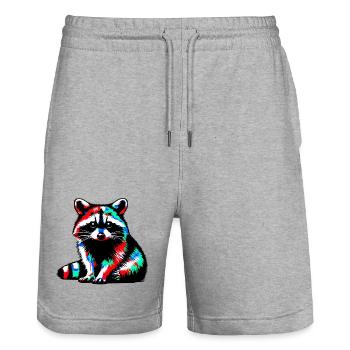 Waschbär - Stanley/Stella Unisex Bio Joggingshorts Trainer  - Grau meliert - Vorne - Nik (191cm) & Marisol (170cm)