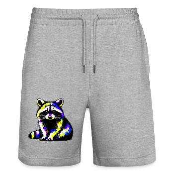 Raccoon - Stanley/Stella Trainer Unisex Organic Jogging Shorts - heather grey - Front - Nik (191cm) & Marisol (170cm)