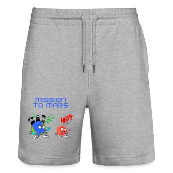 Mission to Mars - Stanley/Stella Trainer Unisex Organic Jogging Shorts - heather grey - Front - Nik (191cm) & Marisol (170cm)
