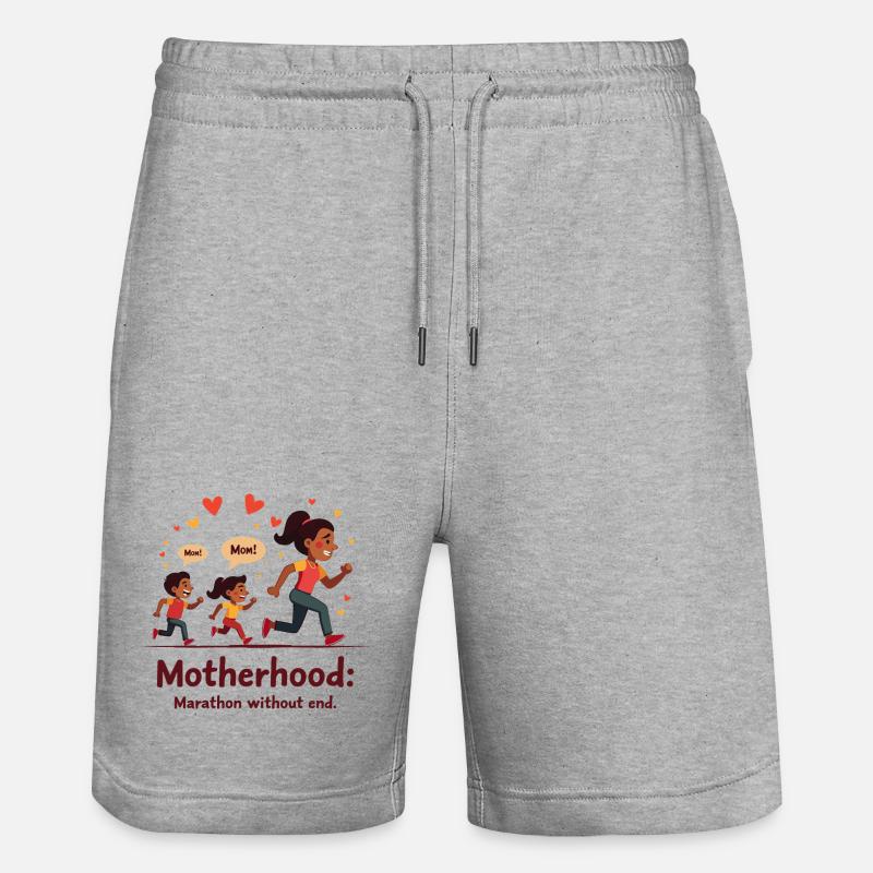 Muttersein: Marathon ohne Ende. - Stanley/Stella Unisex Bio Joggingshorts Trainer  - Grau meliert