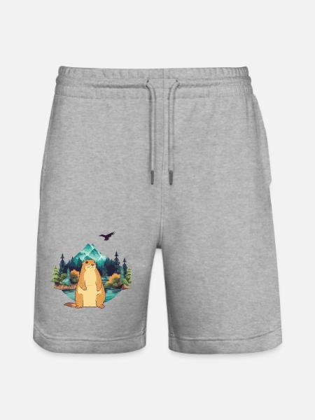 Murmeltier - Stanley/Stella Unisex Bio Joggingshorts Trainer - Grau meliert