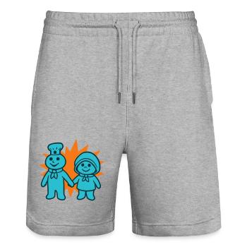 Süßer Koch - Stanley/Stella Unisex Bio Joggingshorts Trainer  - Grau meliert - Vorne - Nik (191cm) & Marisol (170cm)