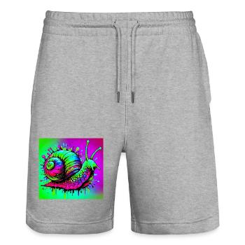 Escargot - Short de jogging bio TRAINER Stanley/Stella unisexe - gris chiné - Devant - Nik (191cm) & Marisol (170cm)