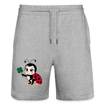 Ladybug trèfle Porte-bonheur Symbole porte-bonheur - Short de jogging bio TRAINER Stanley/Stella unisexe - gris chiné - Devant - Nik (191cm) & Marisol (170cm)