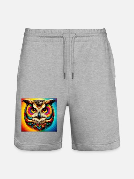 owl - Stanley/Stella Trainer Unisex Organic Jogging Shorts - heather grey