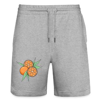 Fresh Orange Citrus Fruit Illustration - Stanley/Stella Unisex Bio Joggingshorts Trainer  - Grau meliert - Vorne - Nik (191cm) & Marisol (170cm)