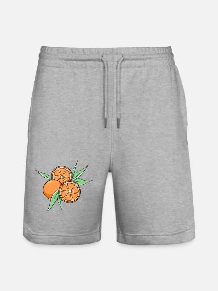 Fresh Orange Citrus Fruit Illustration - Stanley/Stella Trainer Unisex Organic Jogging Shorts - heather grey