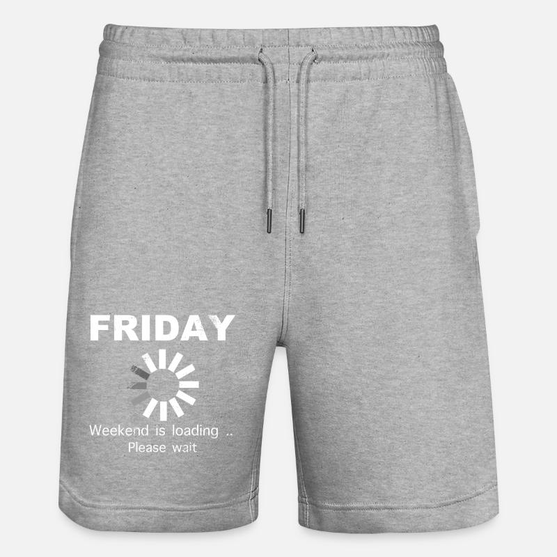 Friday Weekend Loading Saying - Stanley/Stella Trainer Unisex Organic Jogging Shorts - heather grey