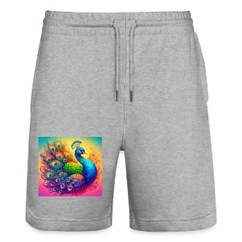 paon - Short de jogging bio TRAINER Stanley/Stella unisexe - gris chiné - Devant - Nik (191cm) & Marisol (170cm)