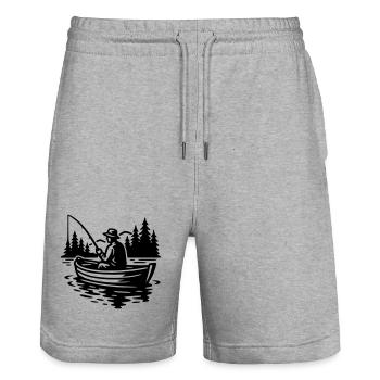 Pêche - Short de jogging bio TRAINER Stanley/Stella unisexe - gris chiné - Devant - Nik (191cm) & Marisol (170cm)