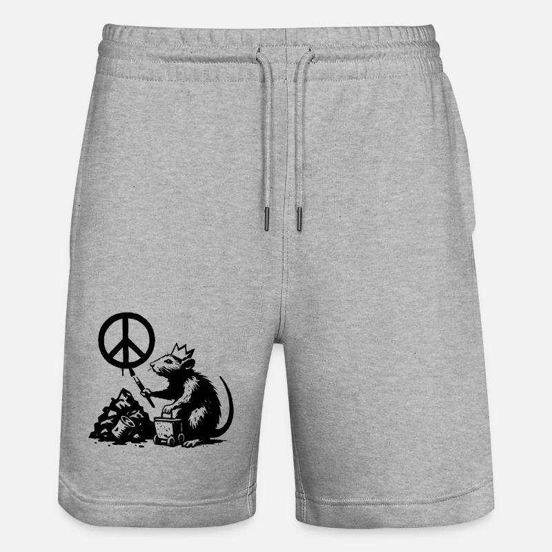 Un rat appelle à la paix - Short de jogging bio TRAINER Stanley/Stella unisexe - gris chiné