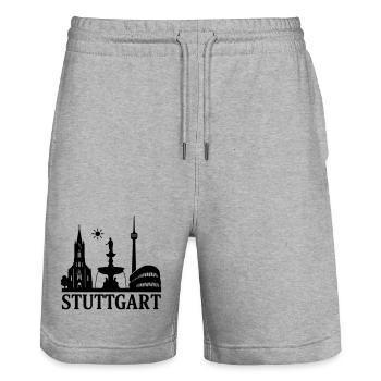 Stuttgart Silhouette Landmark - Stanley/Stella Trainer Unisex Organic Jogging Shorts - heather grey - Front - Nik (191cm) & Marisol (170cm)
