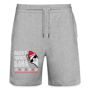 Santa's Favorite Llama Cool Side Sunglasses - Stanley/Stella Trainer Unisex Organic Jogging Shorts - heather grey - Front - Nik (191cm) & Marisol (170cm)